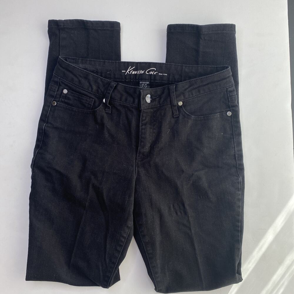 Kenneth Cole Women Size 27 New York Jeans Black Denim Stretch Skinny Casual